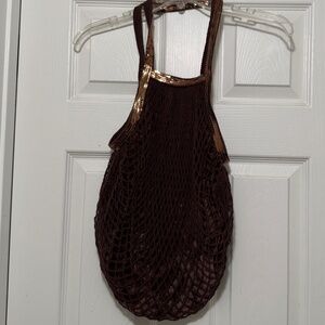 Vintage Brown Murval Mesh and Velvet Tote/Purse with Sequins!